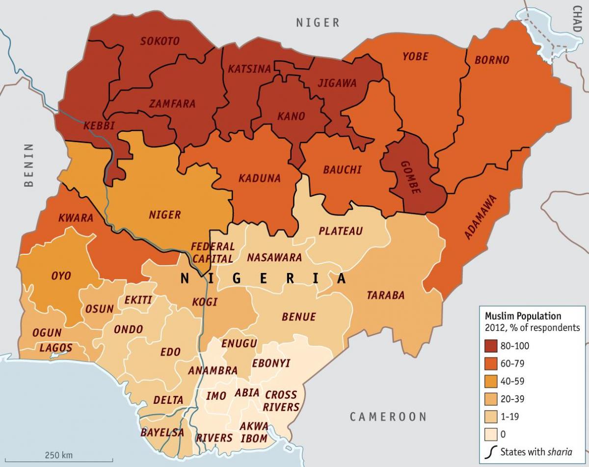 Mapa Nigerii religii
