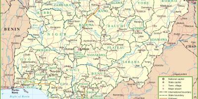 Mapa Nigerii, ze wskazaniem głównych dróg