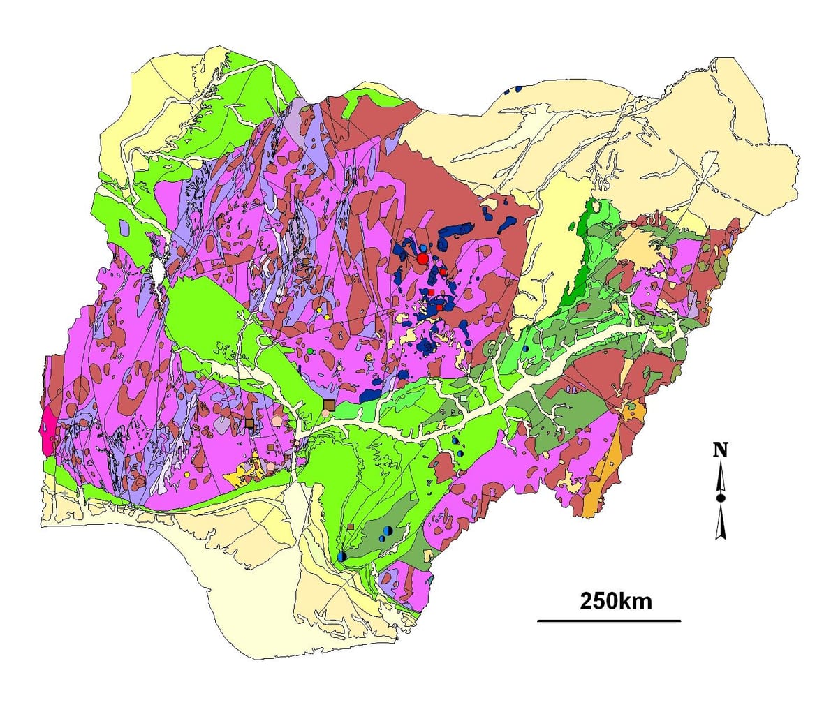 Mapa geologicznych Nigerii