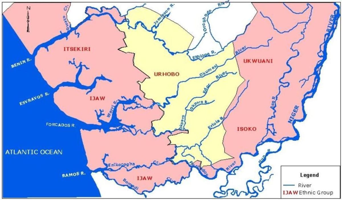 mapa Nigerii, ze wskazaniem głównych rzek
