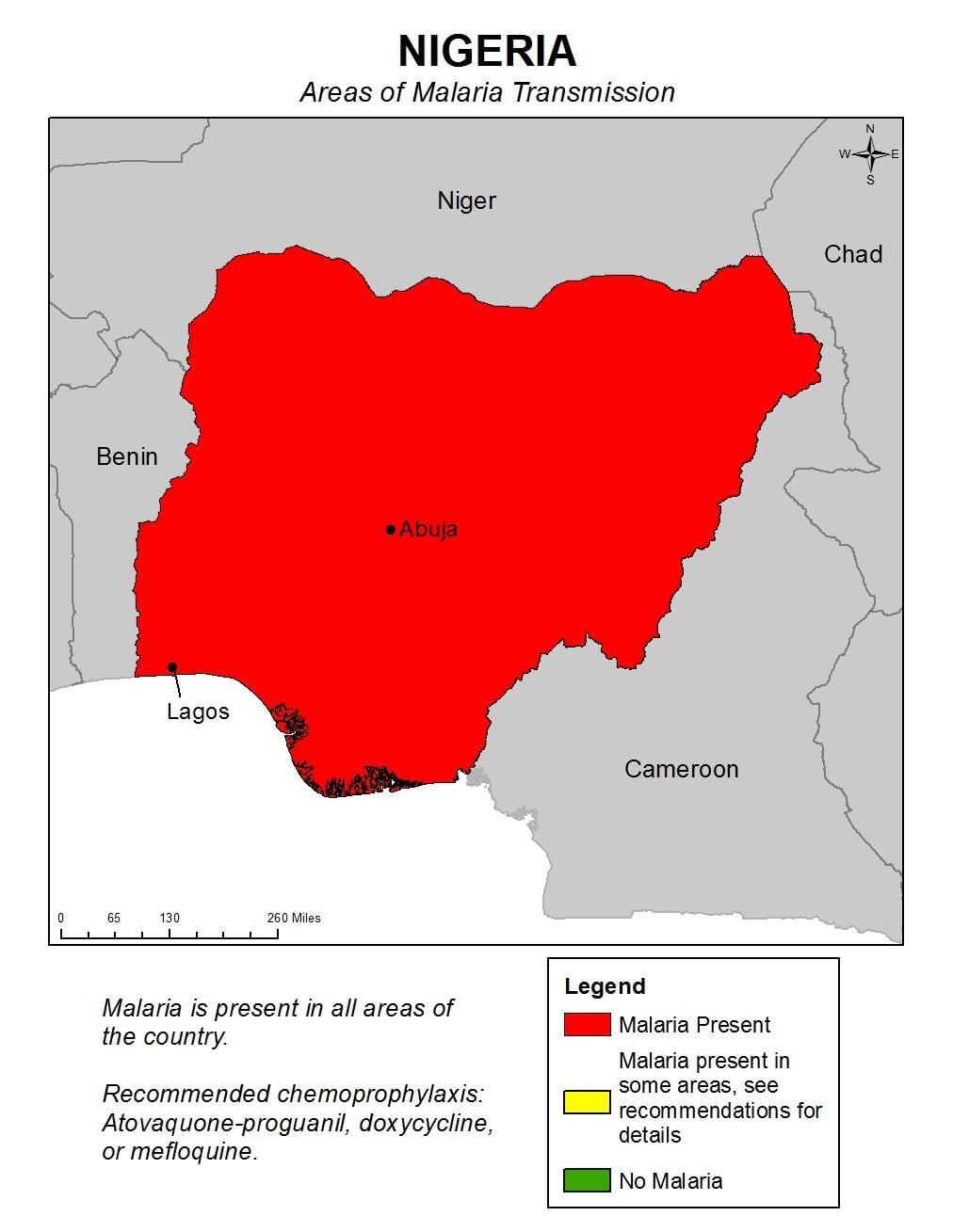 Mapa Nigerii z malarią