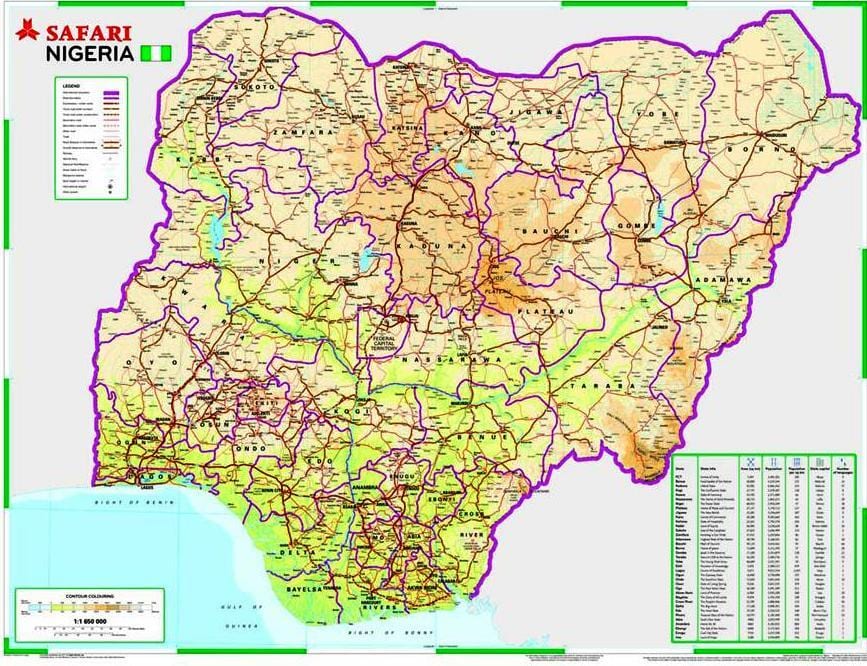 Mapa Nigerii drodze odległość