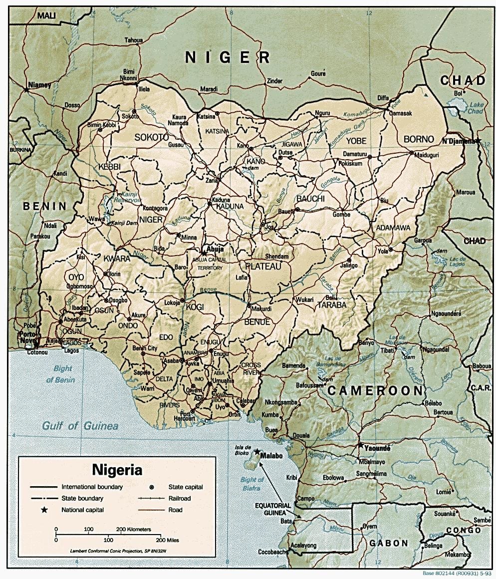 geograficzna mapa Nigerii