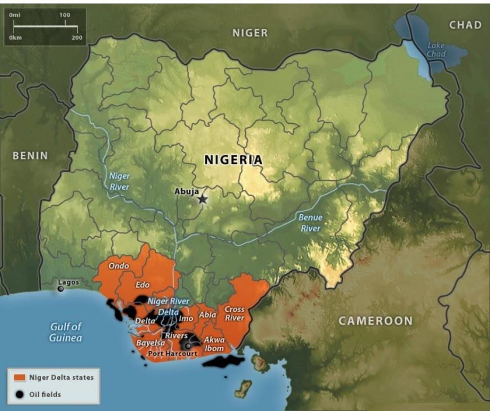 Mapa Nigerii ropy naftowej