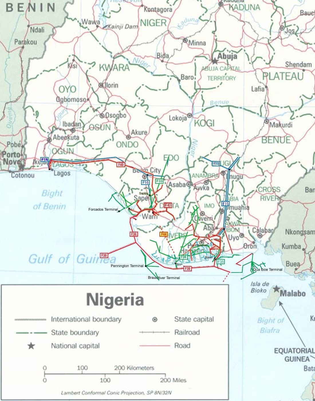 Mapa gazociągu Nigeria 