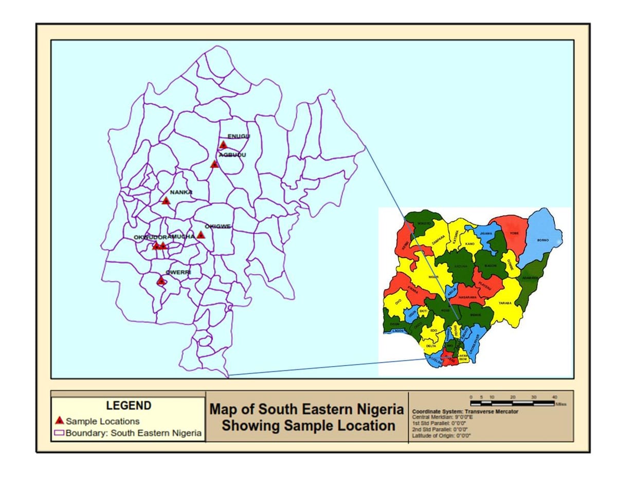 Mapa Wschodniej Nigerii
