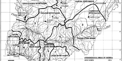 Mapa hydrologicznym pomnikiem Nigerii