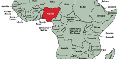 Mapa lokalizacji Nigerii w Afryce