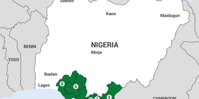 Mapa delty rzeki Niger w Nigerii mapie