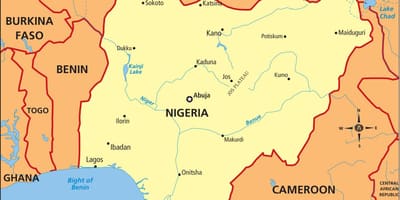 Mapa Nigerii, z podaniem rzeki Niger i бенуэ