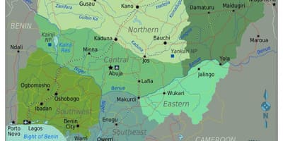 Nigeria republika Południowej Afryki mapie