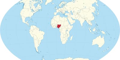 Mapa świata pokazująca Nigerii