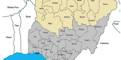 Mapa północnych Stanów Nigerii