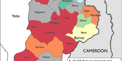 Mapę północno-wschodniej Nigerii